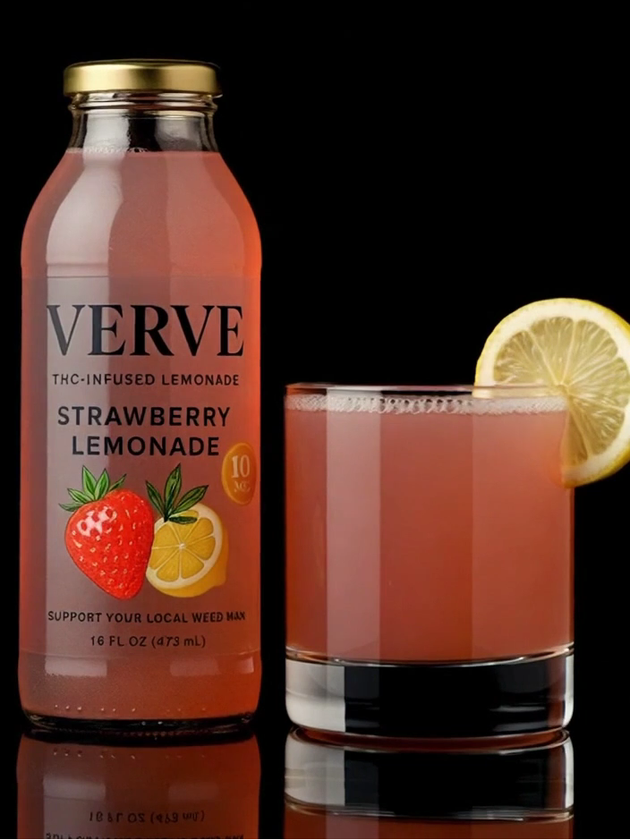 A photo of a Verve Strawberry Lemonade from Support Your Local Weed Man in the Edible category. Tags: Beverage New