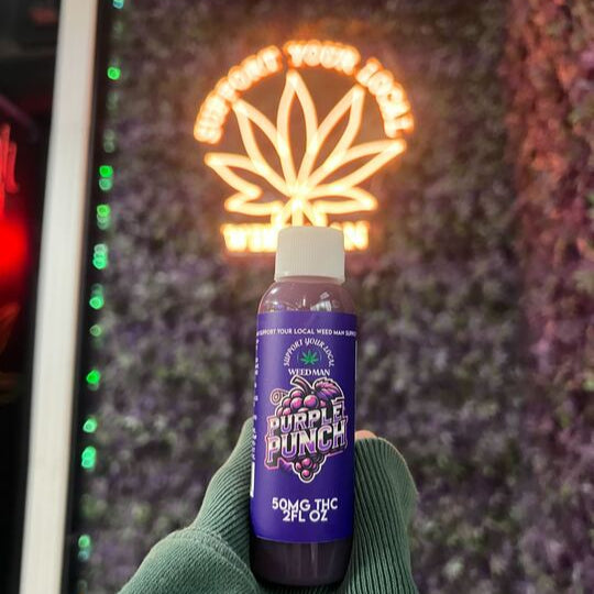 A photo of a THC Shot Purple Punch from Support Your Local Weed Man in the category. Tags: Beverage